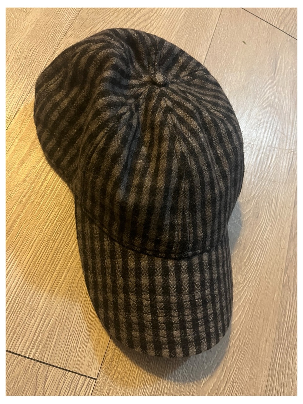JCrew Striped Wool Newsboy Cap - Black and Gray